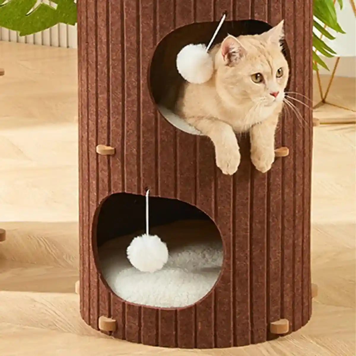 Stylish Multi-Layer Tree Trunk Cat House Indoor for Rest & Play