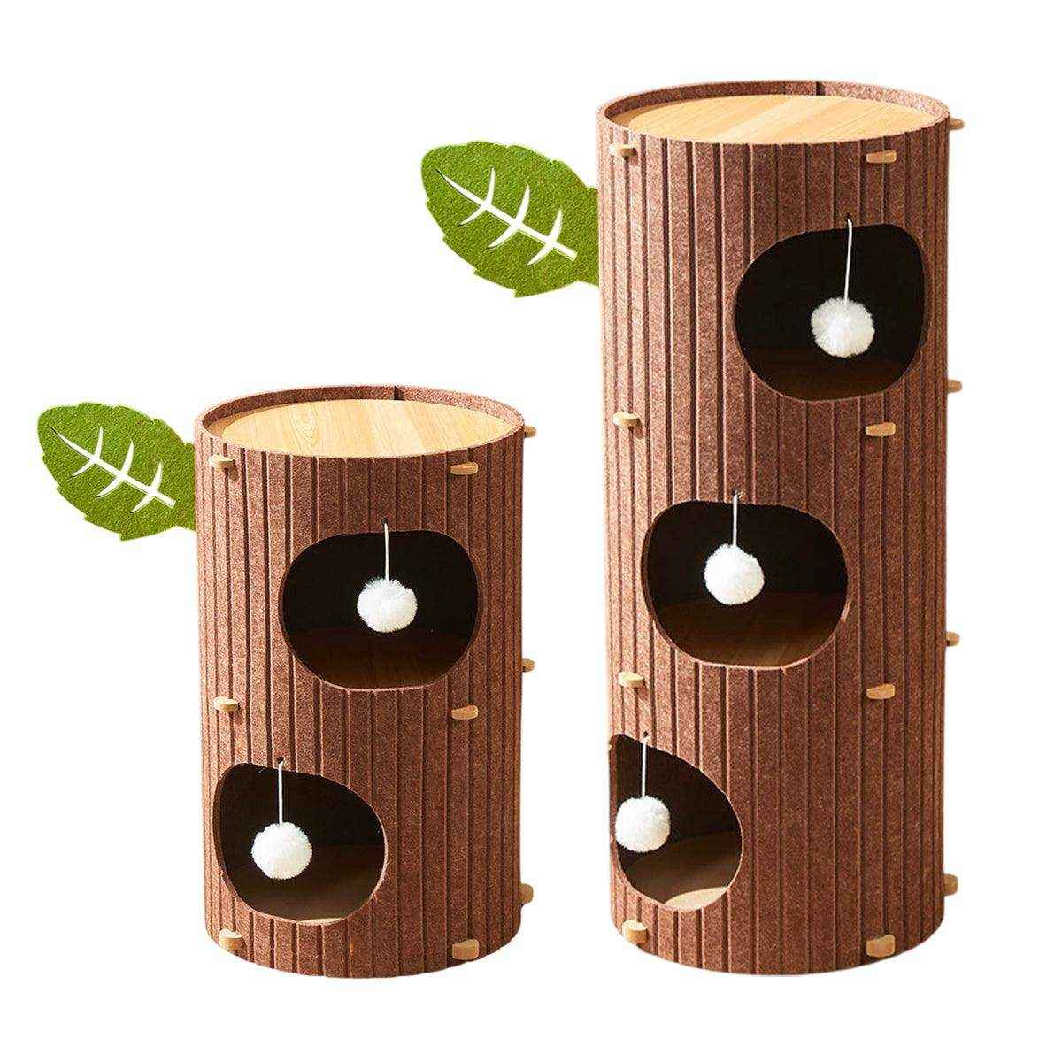Stylish Multi-Layer Tree Trunk Cat House Indoor for Rest & Play