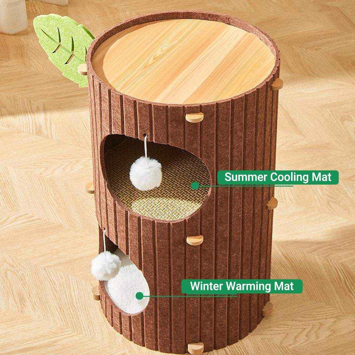 Stylish Multi-Layer Tree Trunk Cat House Indoor for Rest & Play