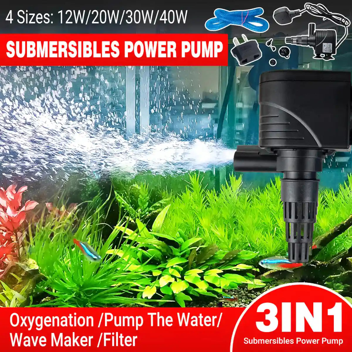 3in1 Efficient Internal Aquarium Filter 3-in-1 Filtration System