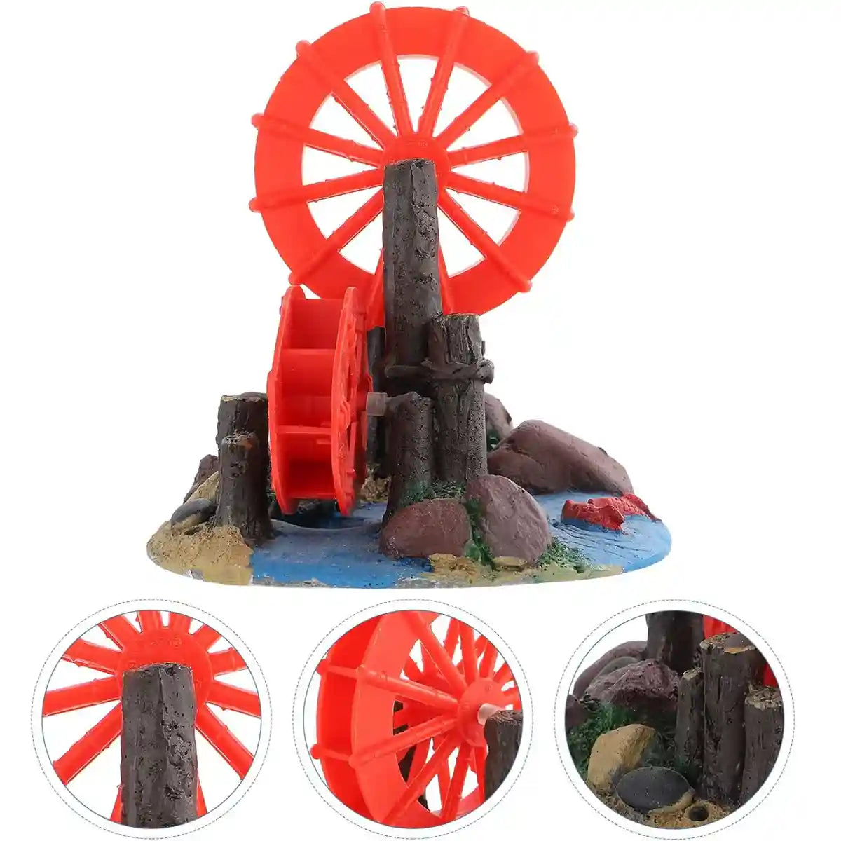 Fish Tank Fan Wheel Decoration Creative Resin Windmill Ornament for Aquarium