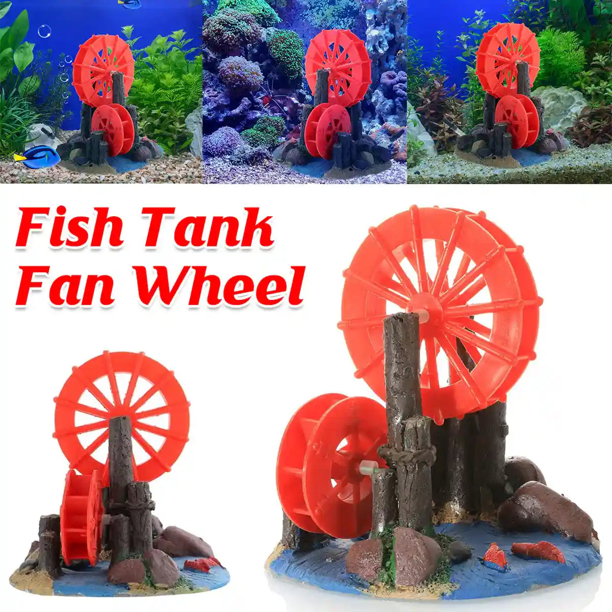 Fish Tank Fan Wheel Decoration Creative Resin Windmill Ornament for Aquarium