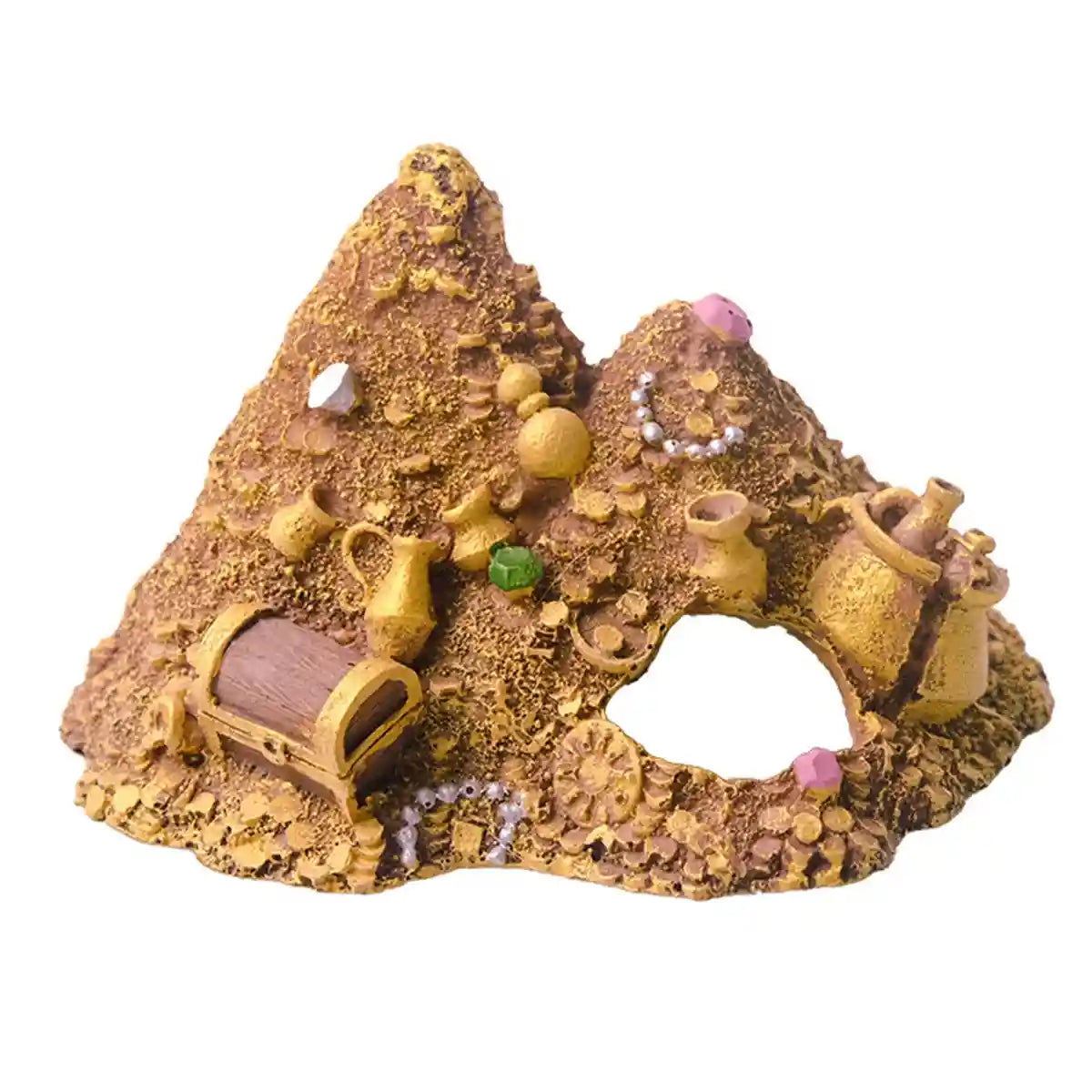 Gold Mountain Aquarium Ornament Treasure Cave Decoration