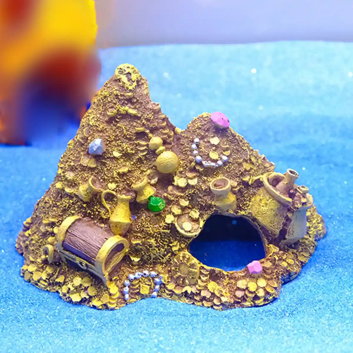 Gold Mountain Aquarium Ornament Treasure Cave Decoration