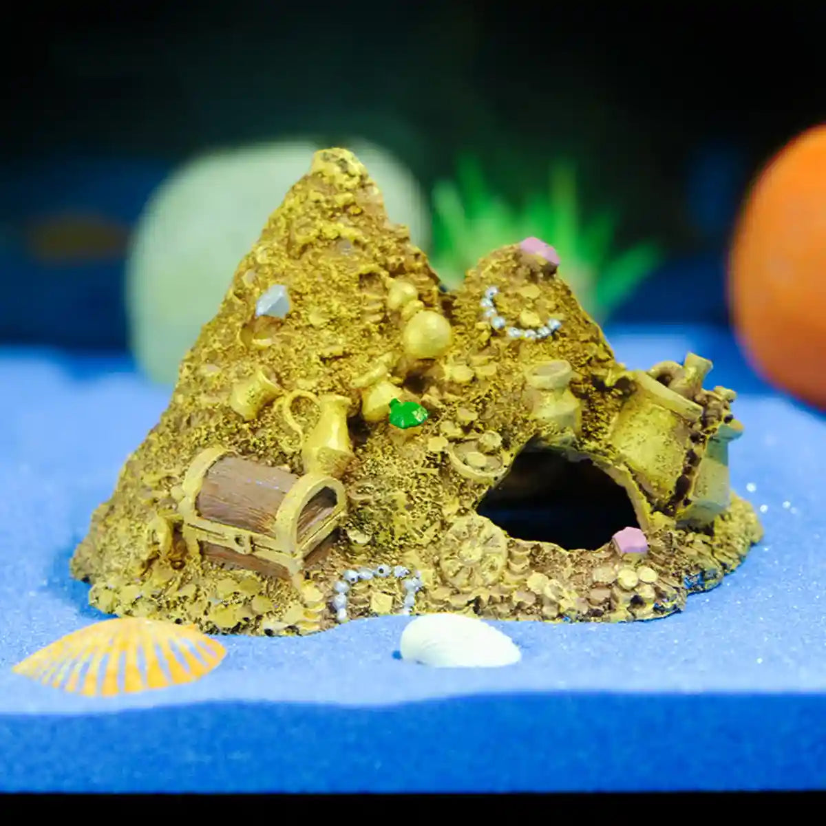 Gold Mountain Aquarium Ornament Treasure Cave Decoration