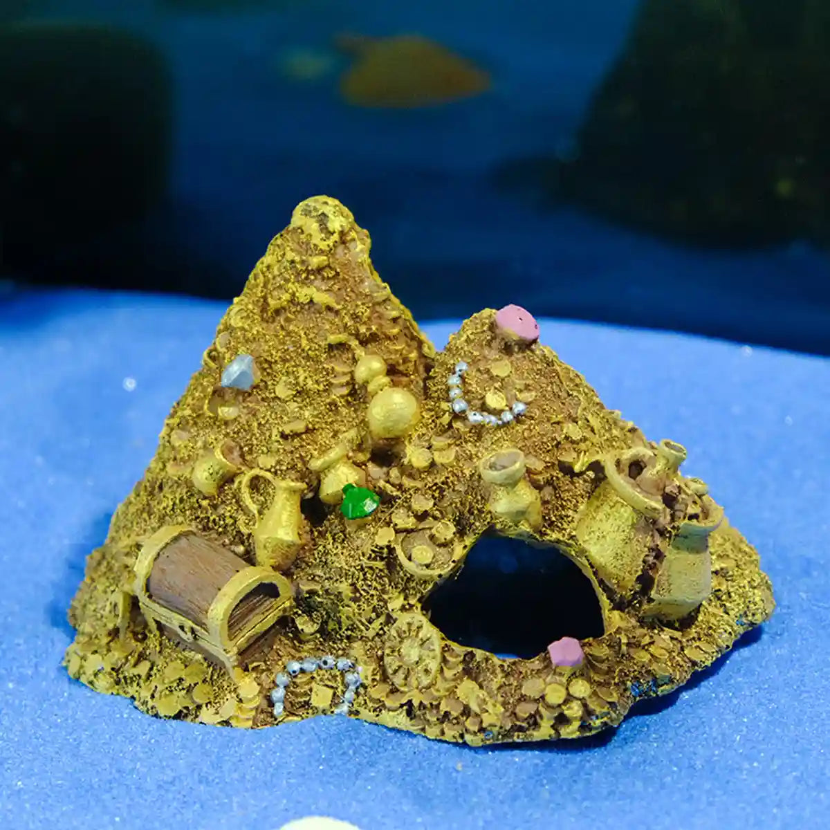 Gold Mountain Aquarium Ornament Treasure Cave Decoration