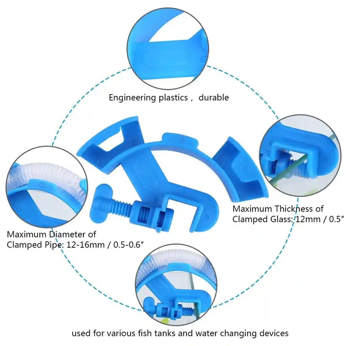 Aquarium Water Pipe Fixing Clip Hose Holder Clamp For Tank Cleaning