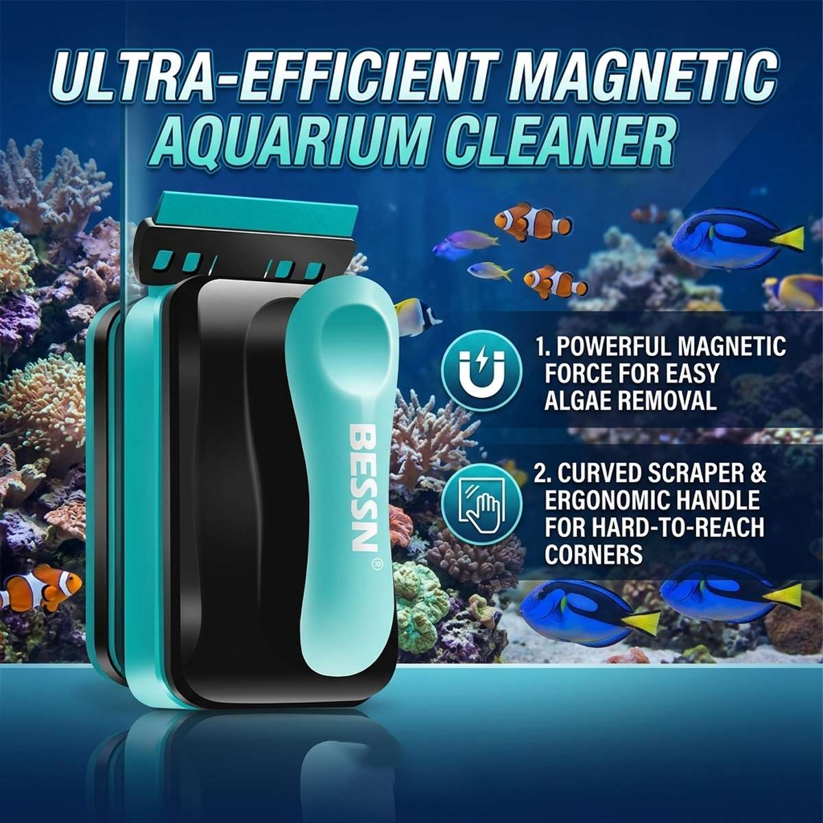 Magnetic Aquarium Cleaner Small - Strong Glass Algae Brush