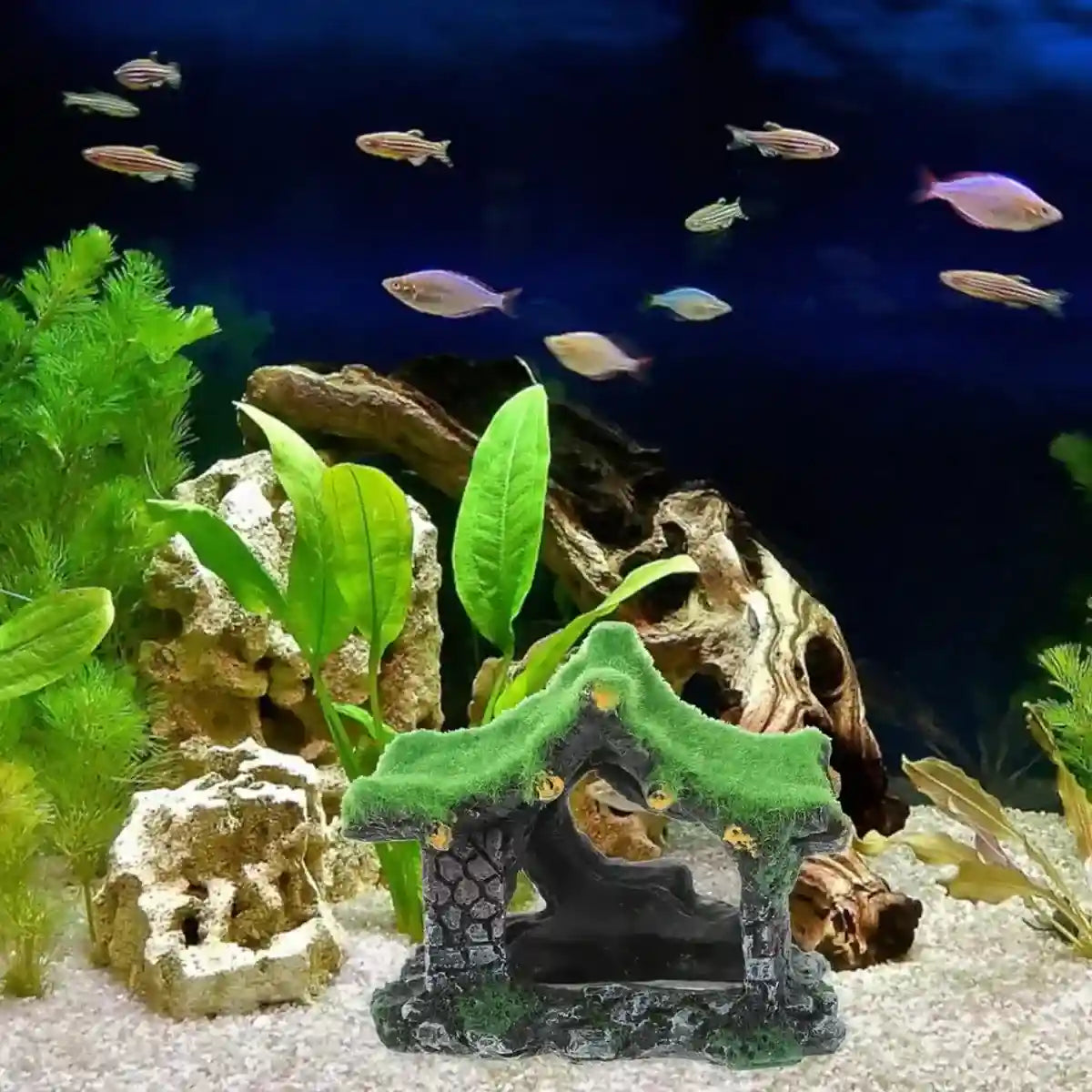 Flocking Aquarium Cave Decoration Fish Tank Hideout Ornament
