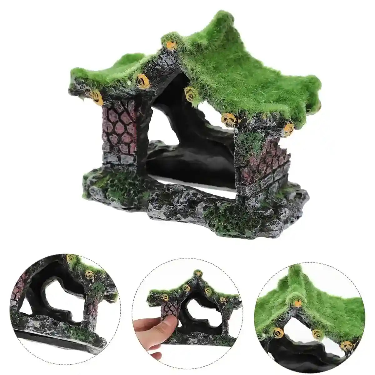 Flocking Aquarium Cave Decoration Fish Tank Hideout Ornament