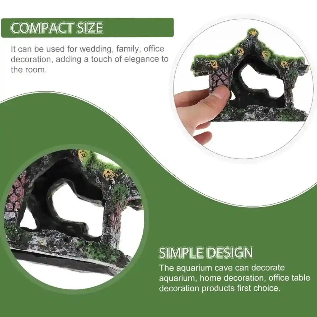 Flocking Aquarium Cave Decoration Fish Tank Hideout Ornament