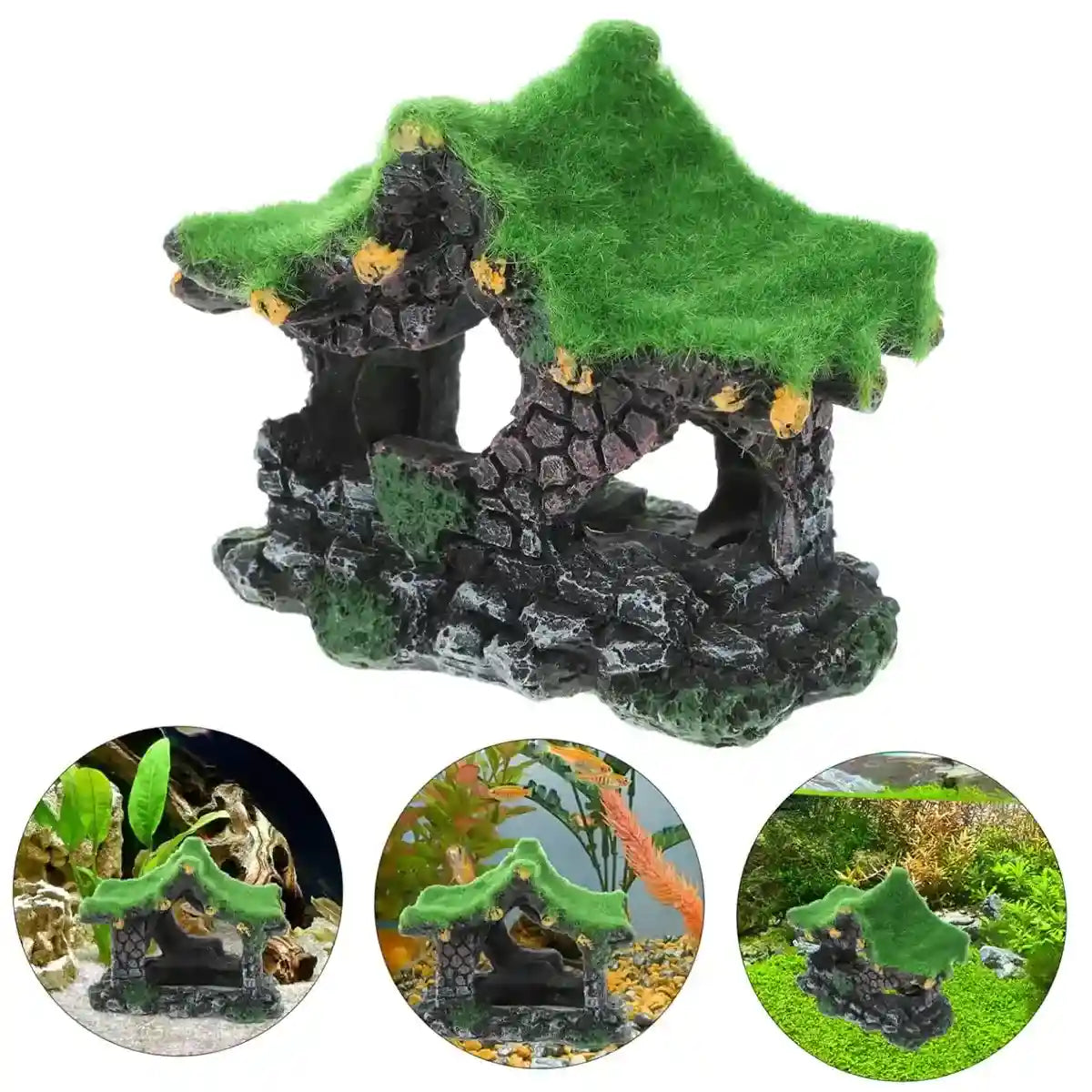 Flocking Aquarium Cave Decoration Fish Tank Hideout Ornament