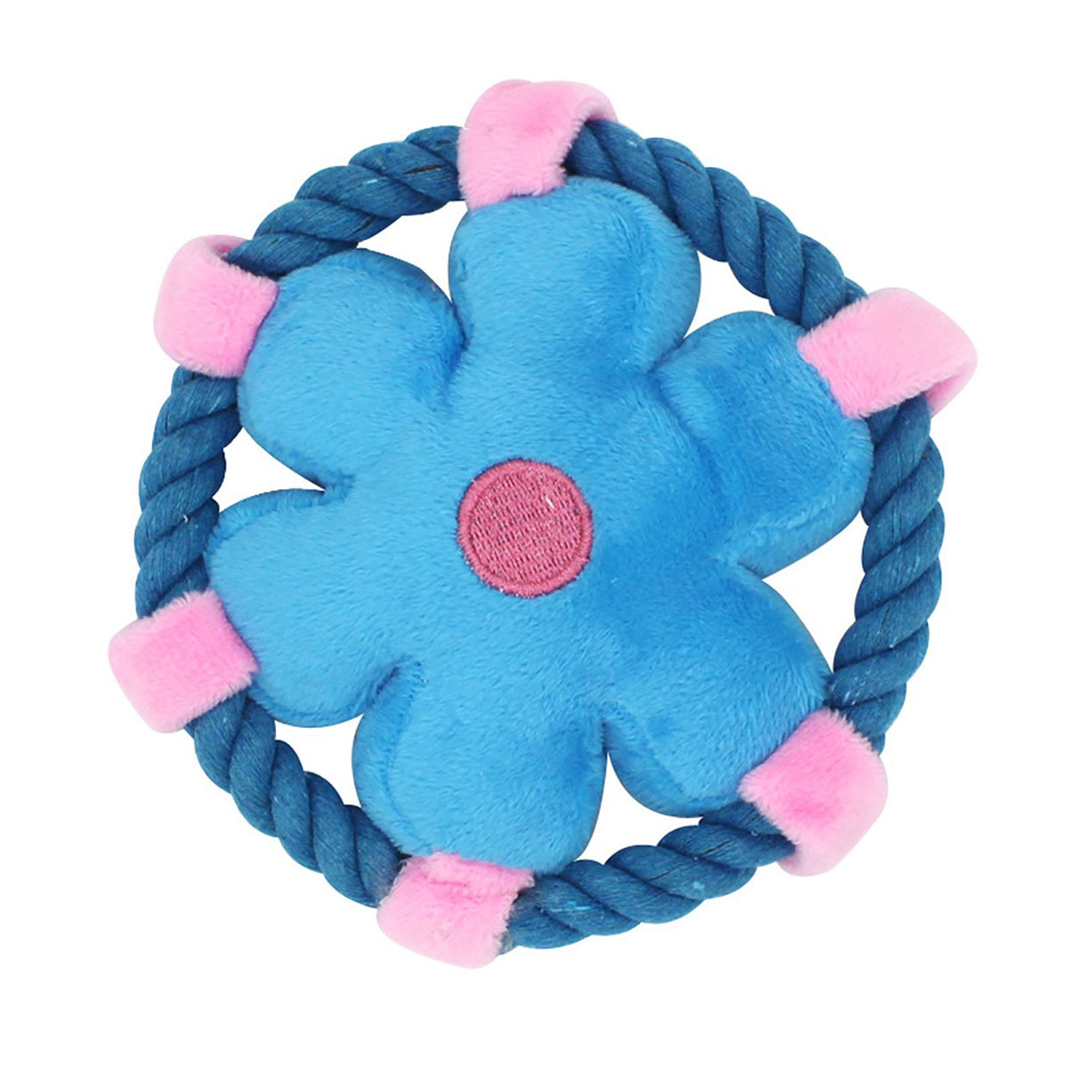 Flower Frisbee Dog Toy With Rope And Squeaker