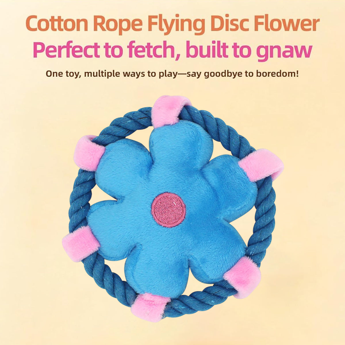 Flower Frisbee Dog Toy With Rope And Squeaker