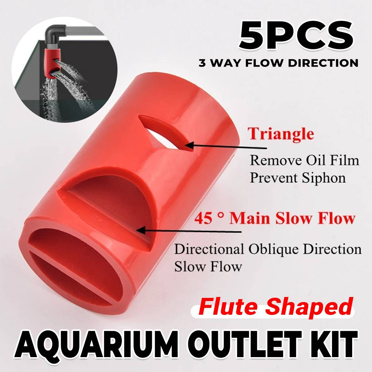Aquarium Outlet Nozzle 3-Way Flow Return Pipe