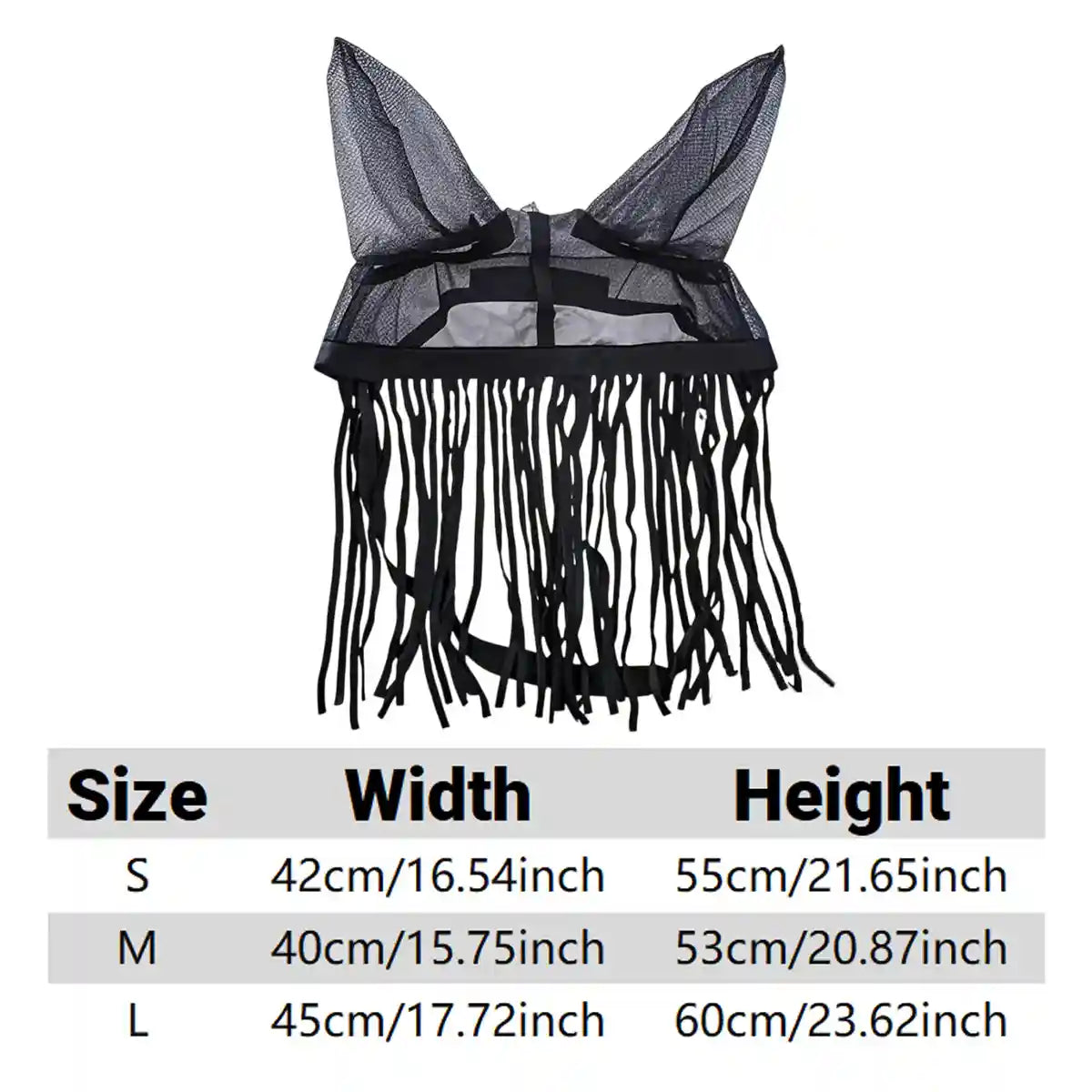 Fly-Proof Horse Ear Mask Tassel Design Face Cover for Insect Protection