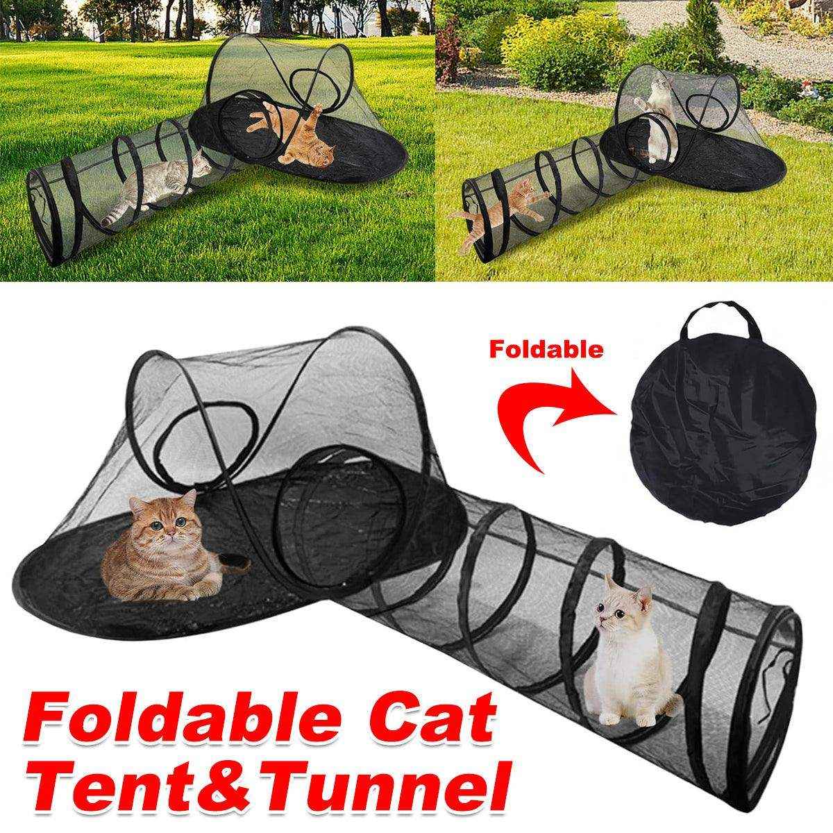 Foldable Cat Tunnel Outdoor Play Tent – Breathable Mesh Pet Playpen