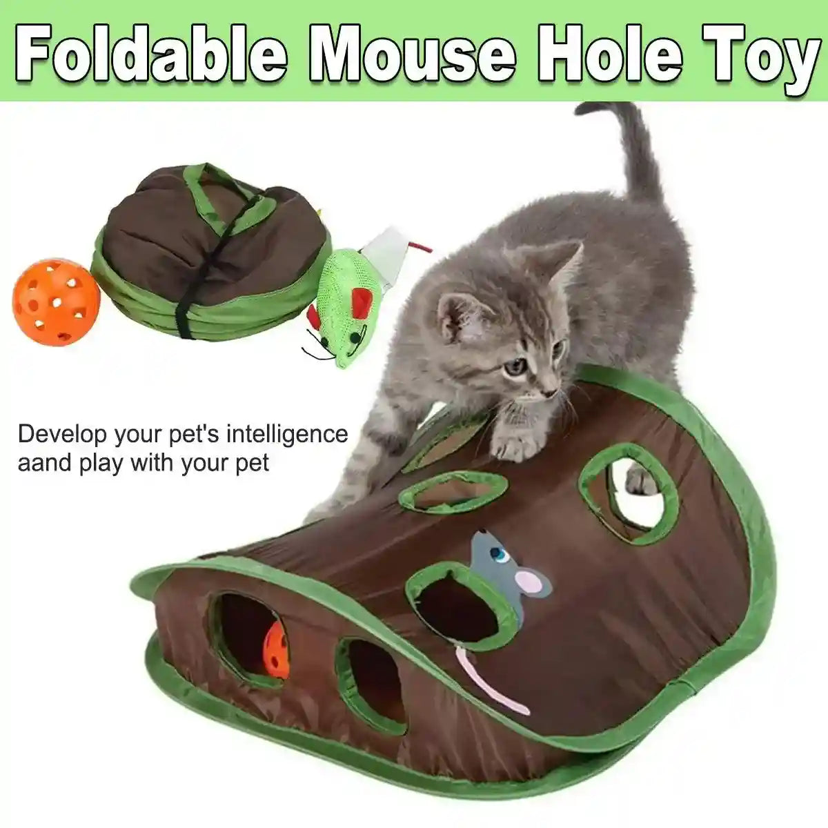 Foldable Mouse Hole Cat Toy Interactive Play Toy for Cats