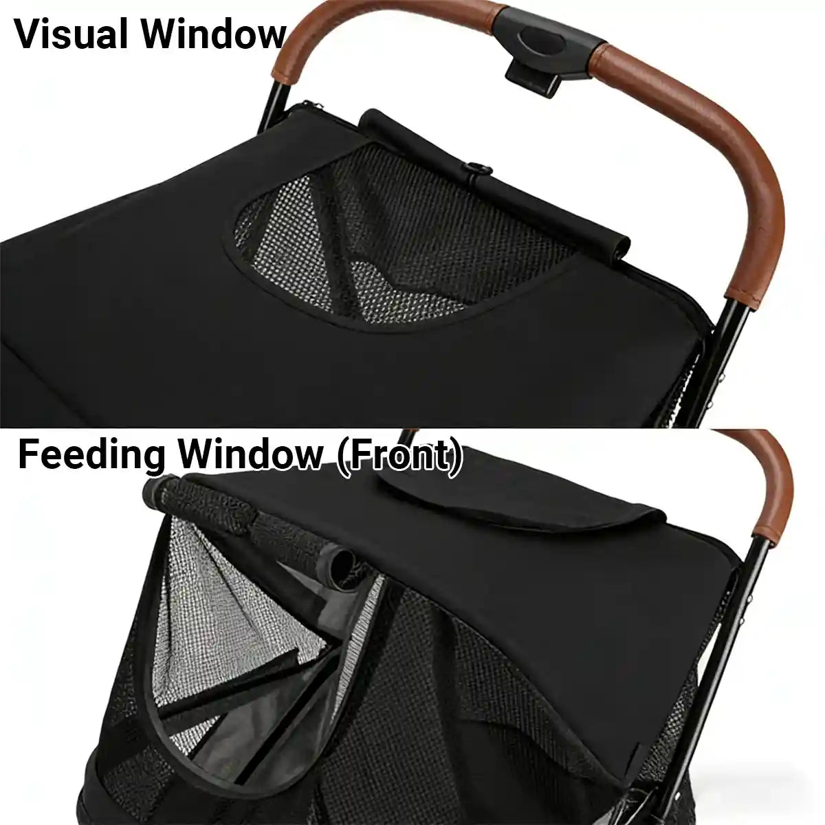 Foldable Pet Stroller with Ventilated Mesh and One-Click Folding