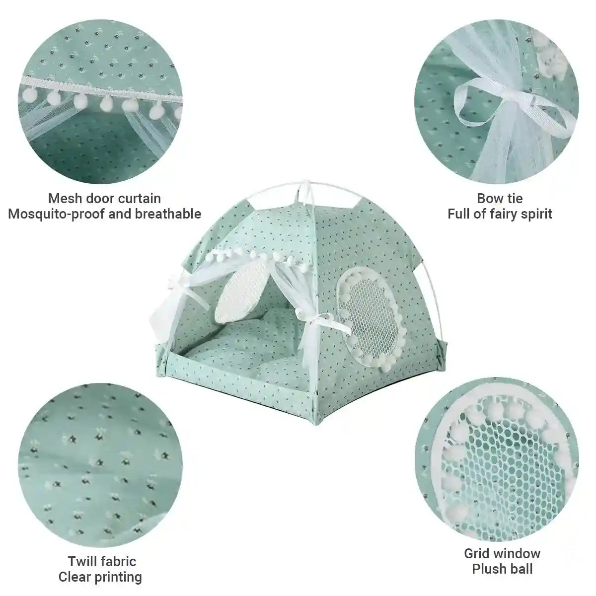 Whimsical Indoor Hideaway Cat Tent with Cushion for Small Pets