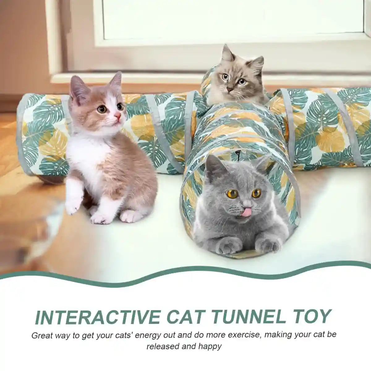 Foldable Cat Tunnel Toy with 4-Way Design for Indoor Play
