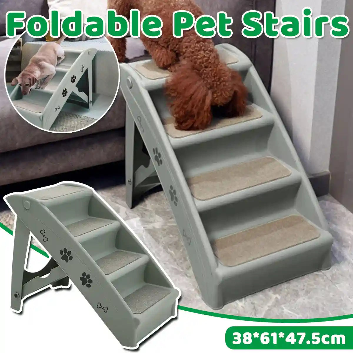 Foldable Pet Stairs with Non-Slip Surface for Dogs and Cats