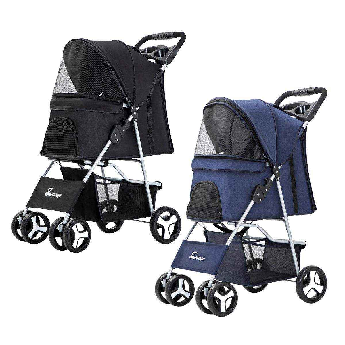Pet Stroller Pram Dog Cat Carrier Cage Travel Pushchair Foldable 4 Wheels