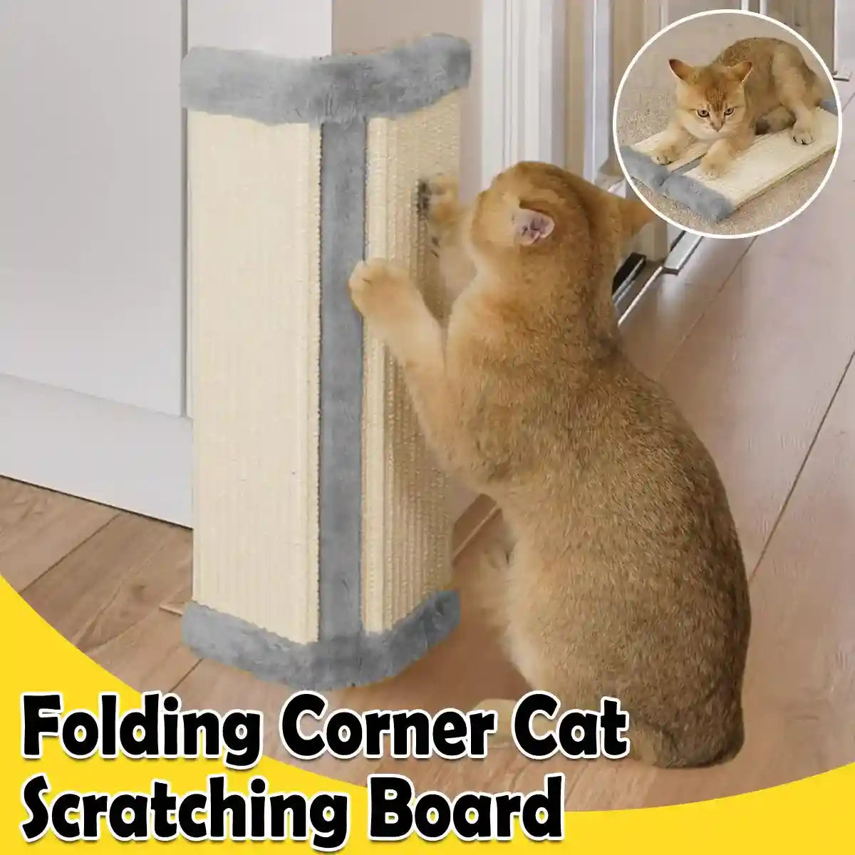 Foldable corner cat scratching board with sisal surface