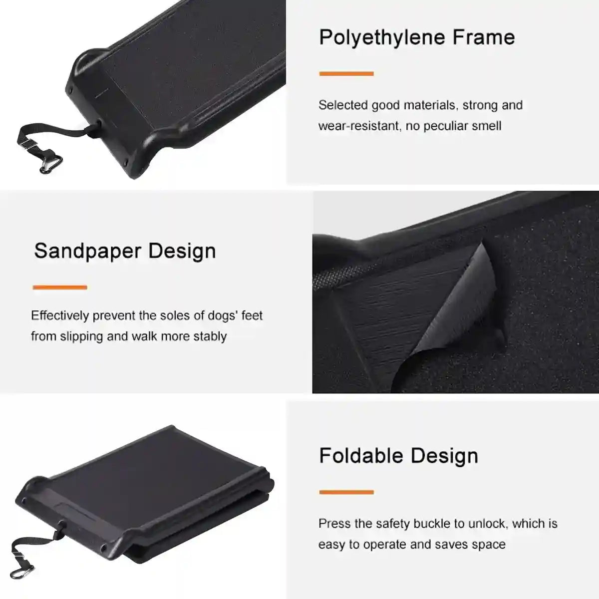 Foldable Dog Car Ramp with Non-Slip Surface for Vehicle Access