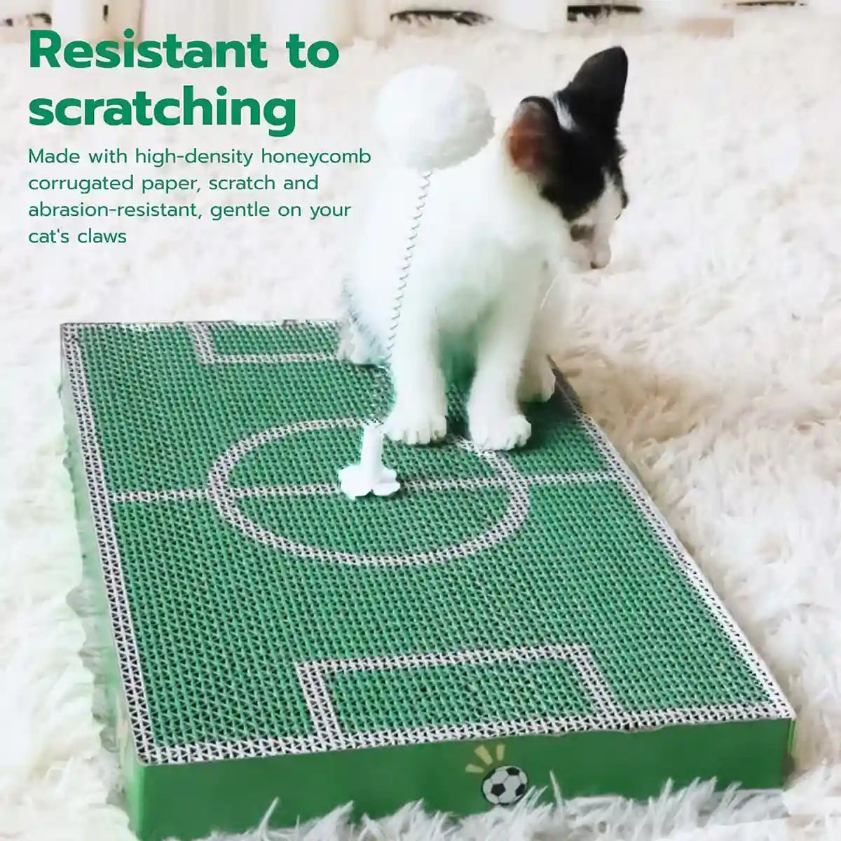 Football Field Cat Scratching Board Interactive Corrugated Scratch Pad with Toy Ball