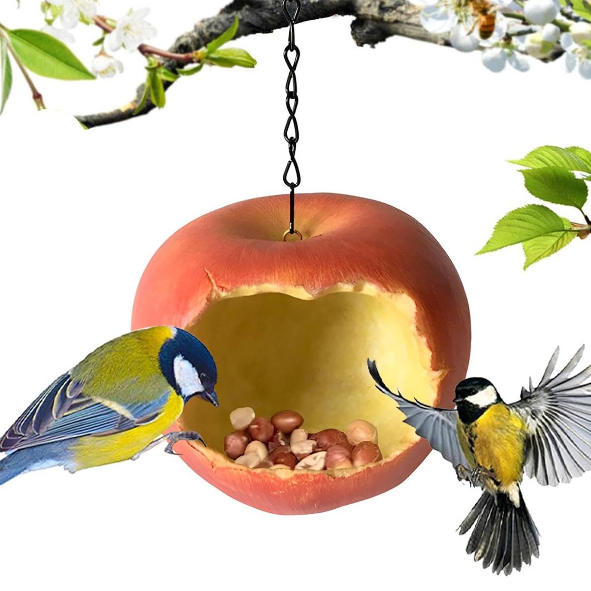 Apple Shaped Hanging Bird Feeder Resin Garden Bird Feeder