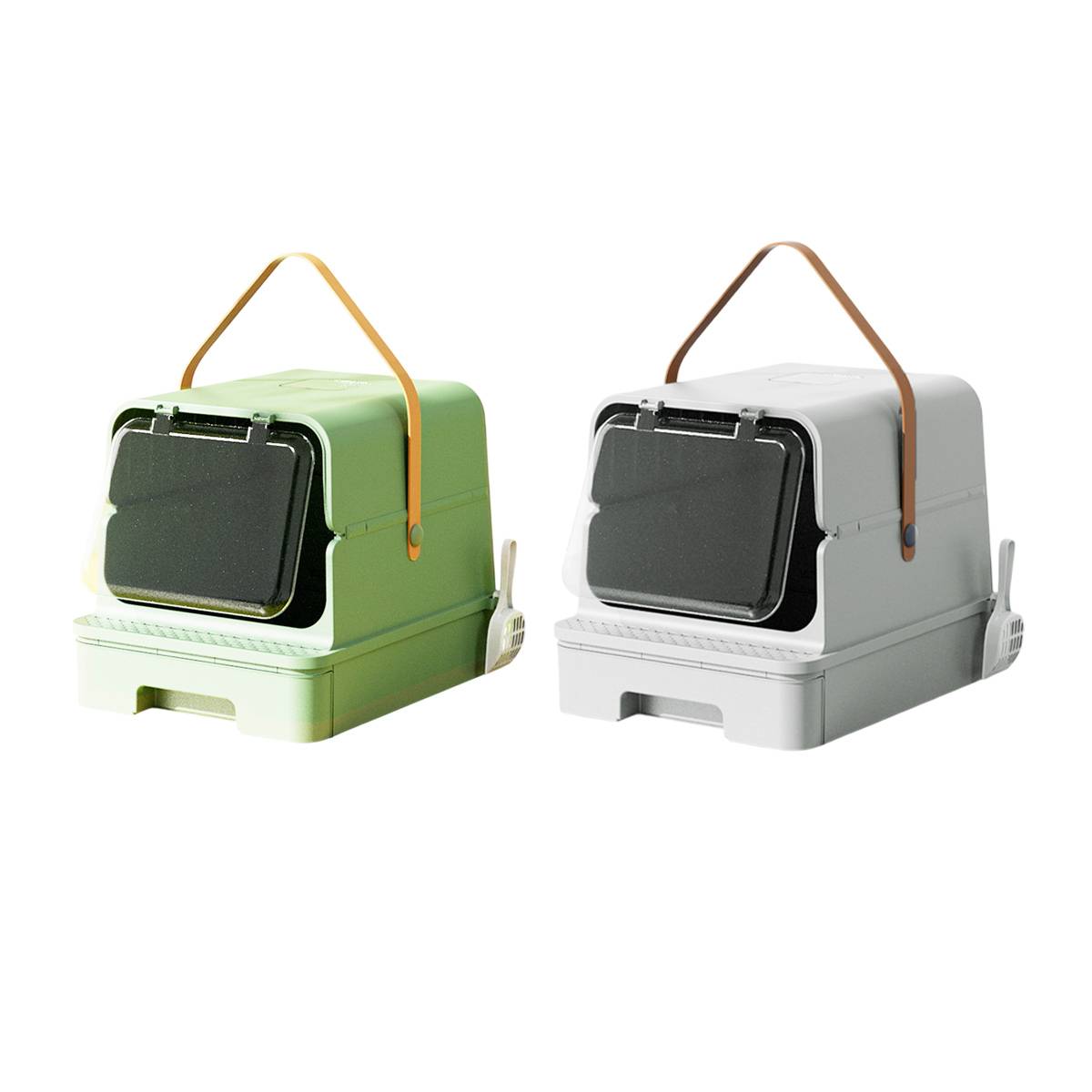 Fully Enclosed Cat Litter Box With Odor Control Drawer