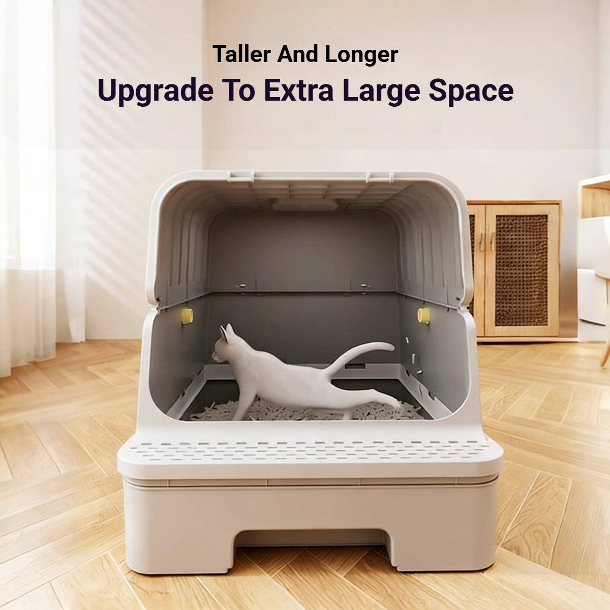 Fully Enclosed Cat Litter Box With Odor Control Drawer