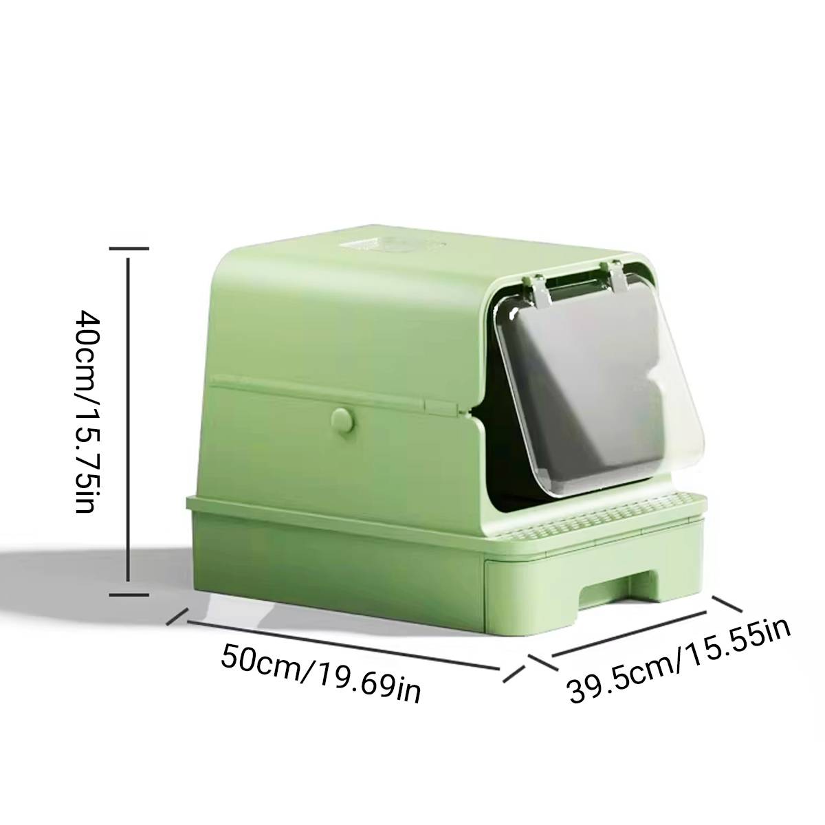 Fully Enclosed Cat Litter Box With Odor Control Drawer