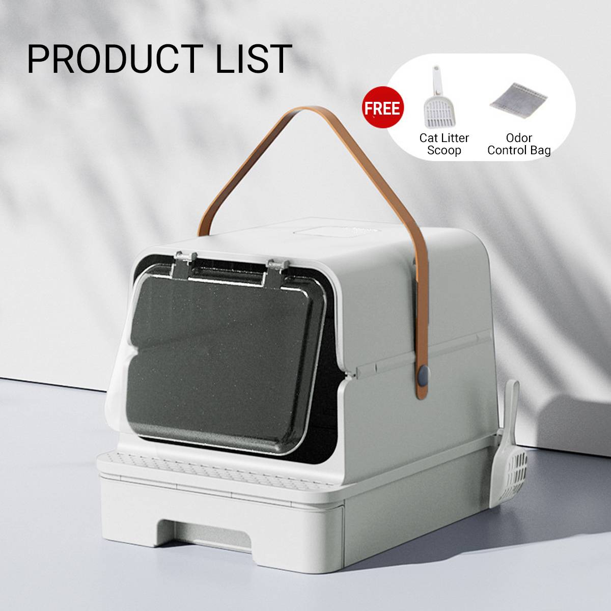 Fully Enclosed Cat Litter Box With Odor Control Drawer
