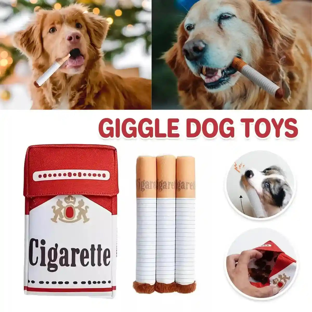 Interactive Dog Toy Set Giggle Sound Toys with Treat Pouch