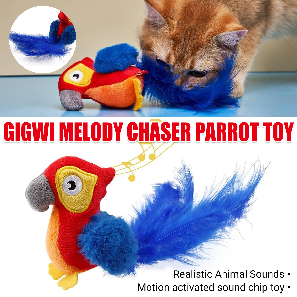 Interactive Cat Toy Motion Activated Parrot Sound Toy