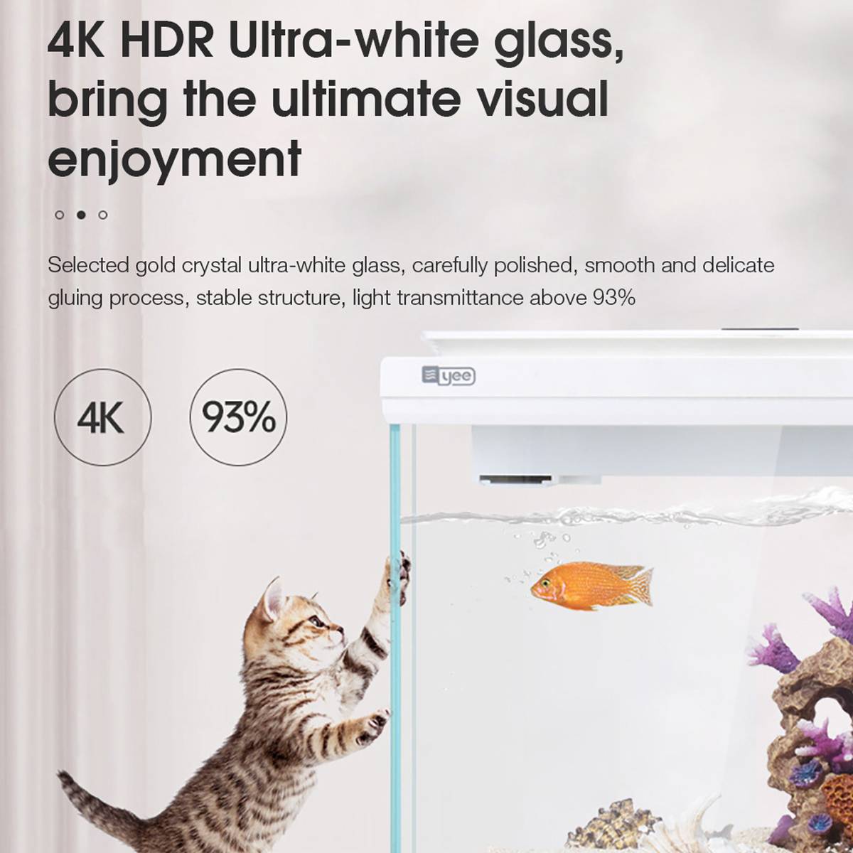 Smart Fish Tank 380 - Yee Ultra-White Glass Integrated Filter