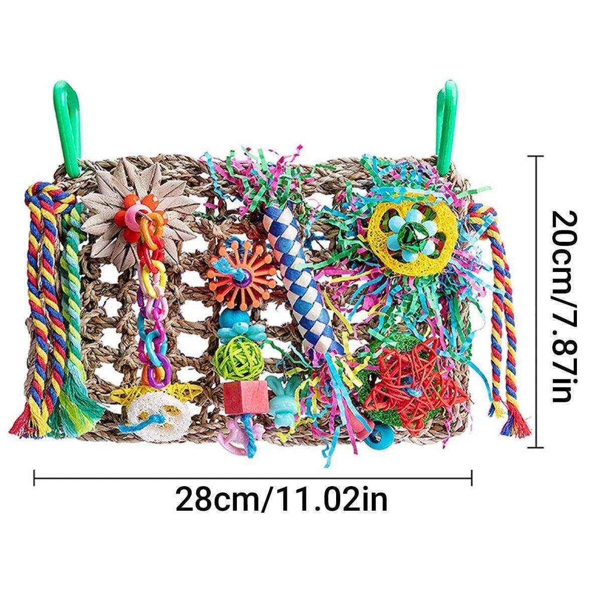 Parrot Bite Toy Grass Net Color Braided Tube Luffa Grass Silk Paper Bite Toy Cage Landscape
