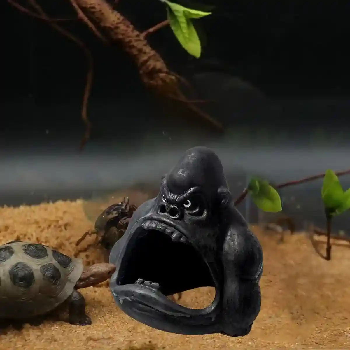 Gorilla Aquarium Decoration Hideout Resin Reptile Fish Tank Cave