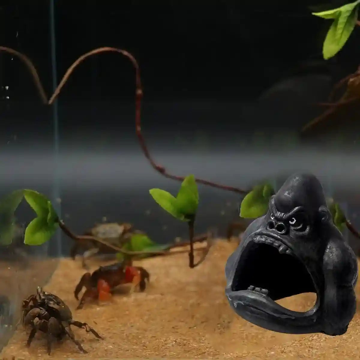 Gorilla Aquarium Decoration Hideout Resin Reptile Fish Tank Cave