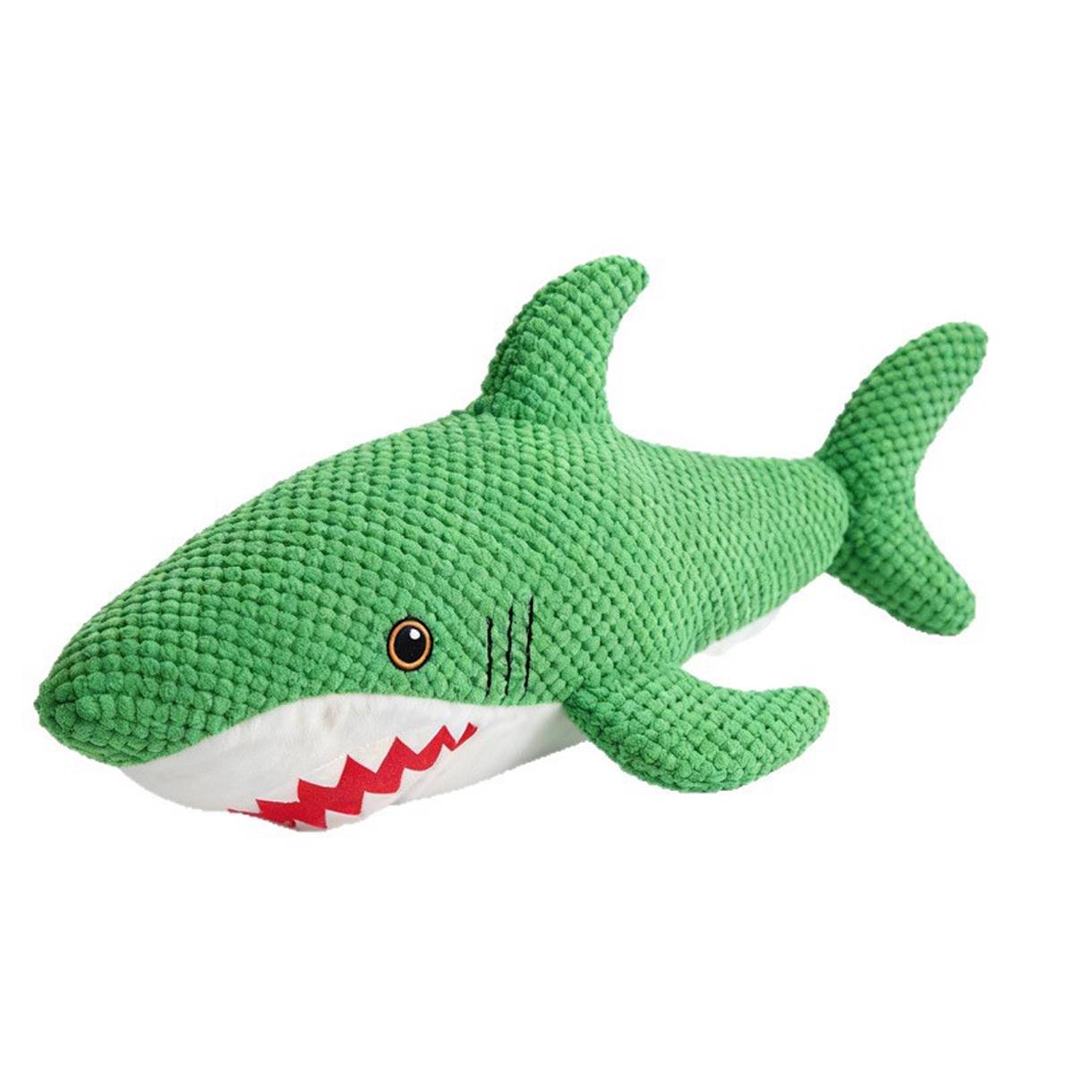 Green Shark Dog Toy Chew Resistant Squeaky Plush