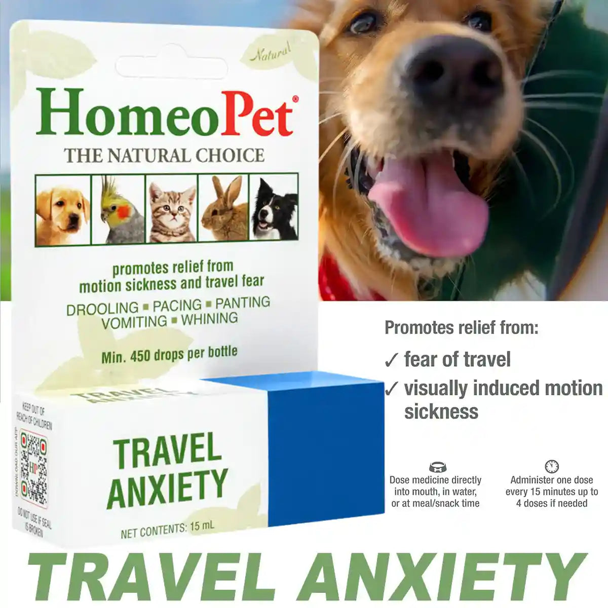HomeoPet Travel Anxiety Relief Drops for Pets 15mL
