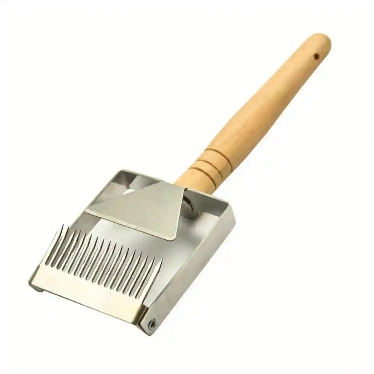 Stainless Steel Honey Scraper with 17 Tines and Wooden Handle