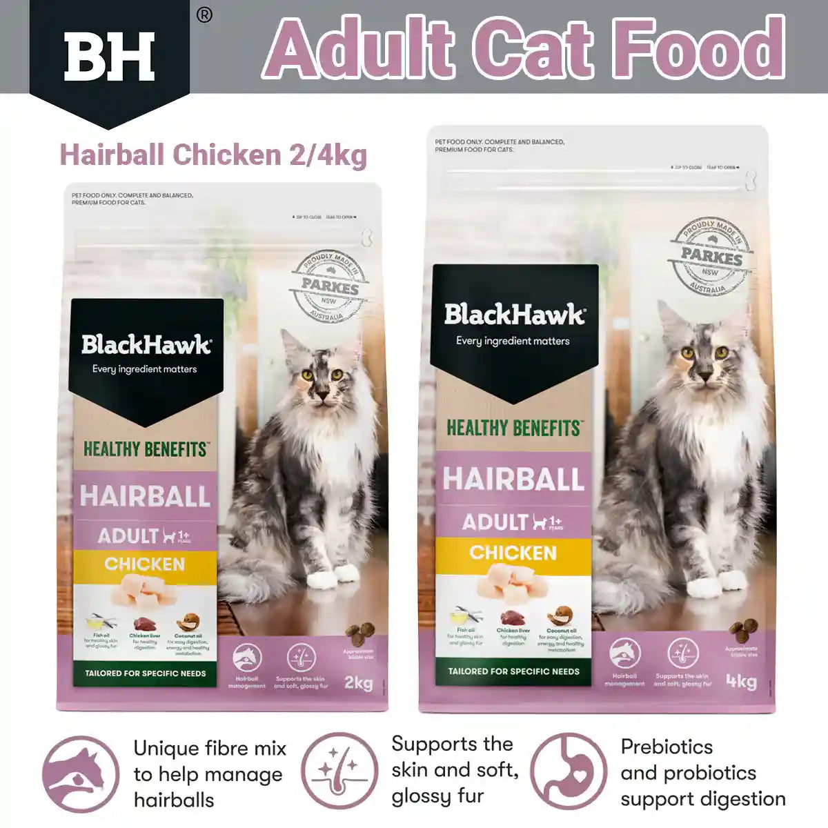 Blacck Hawk Chicken Cat Dry Food Hairball Control Formula 2KG/4KG