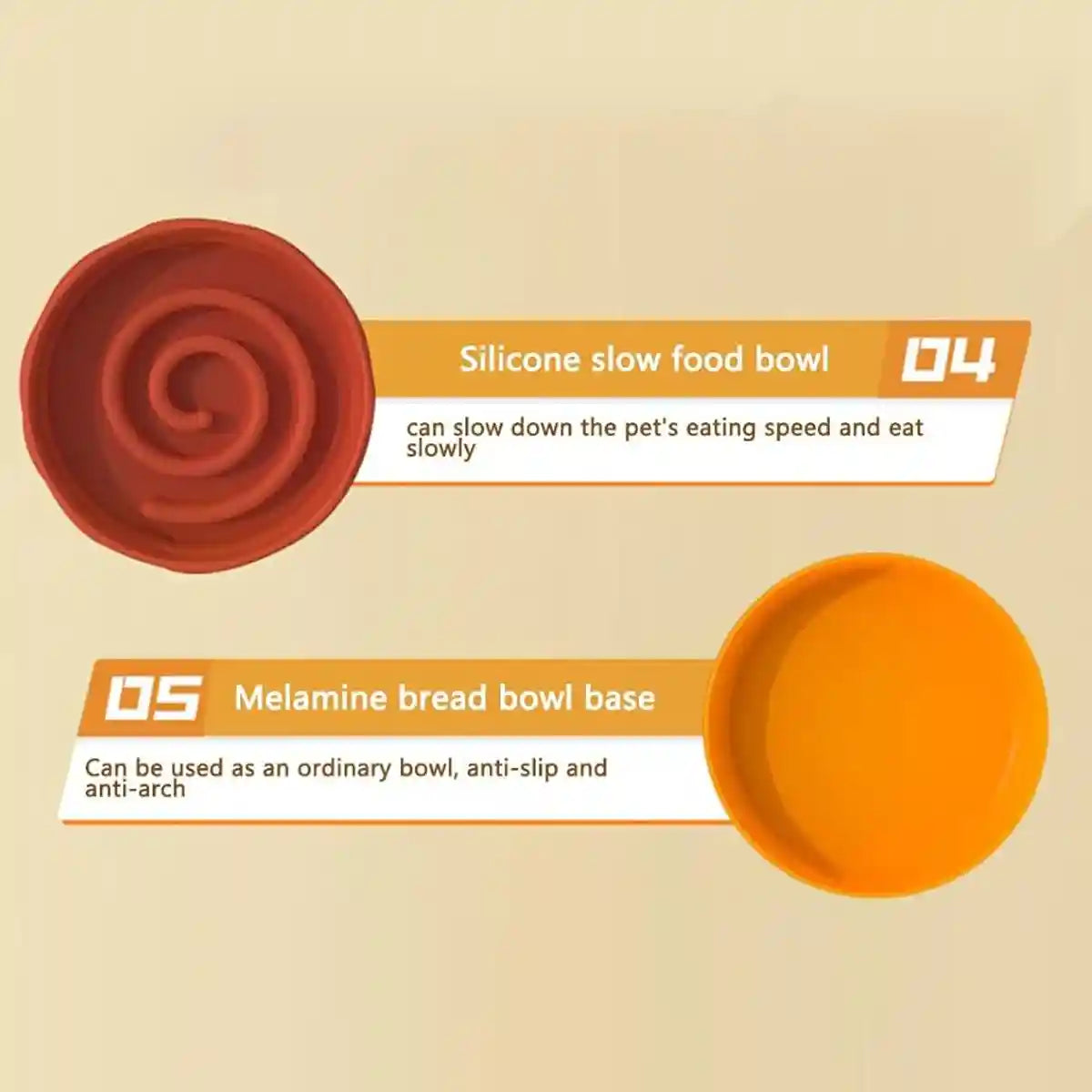 5-in-1 Pet Feeding Bowl Multi-Function Food & Water Dish For Dogs & Cats