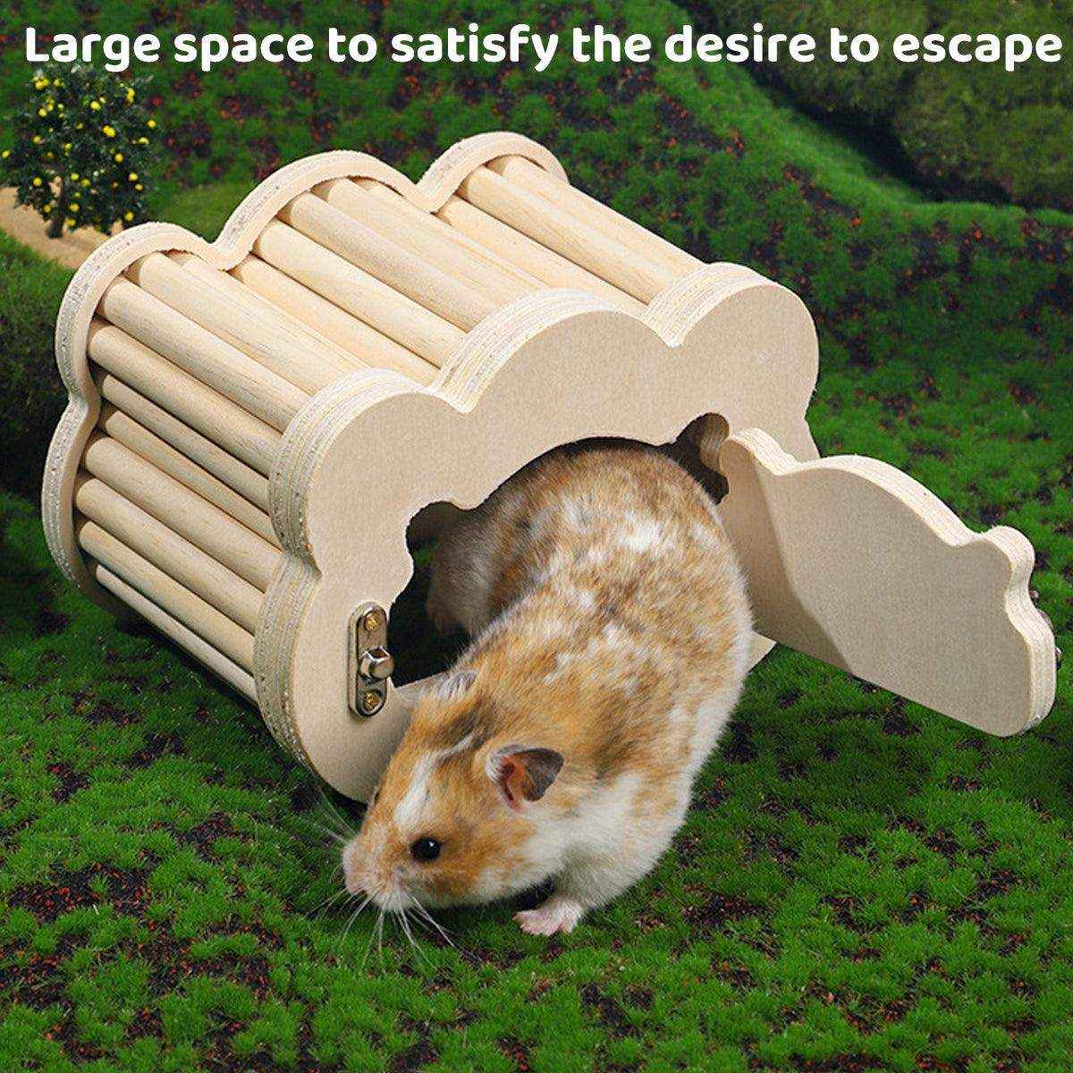 Magnetic Mouse House Wooden Hamster Hideout with Visible Design