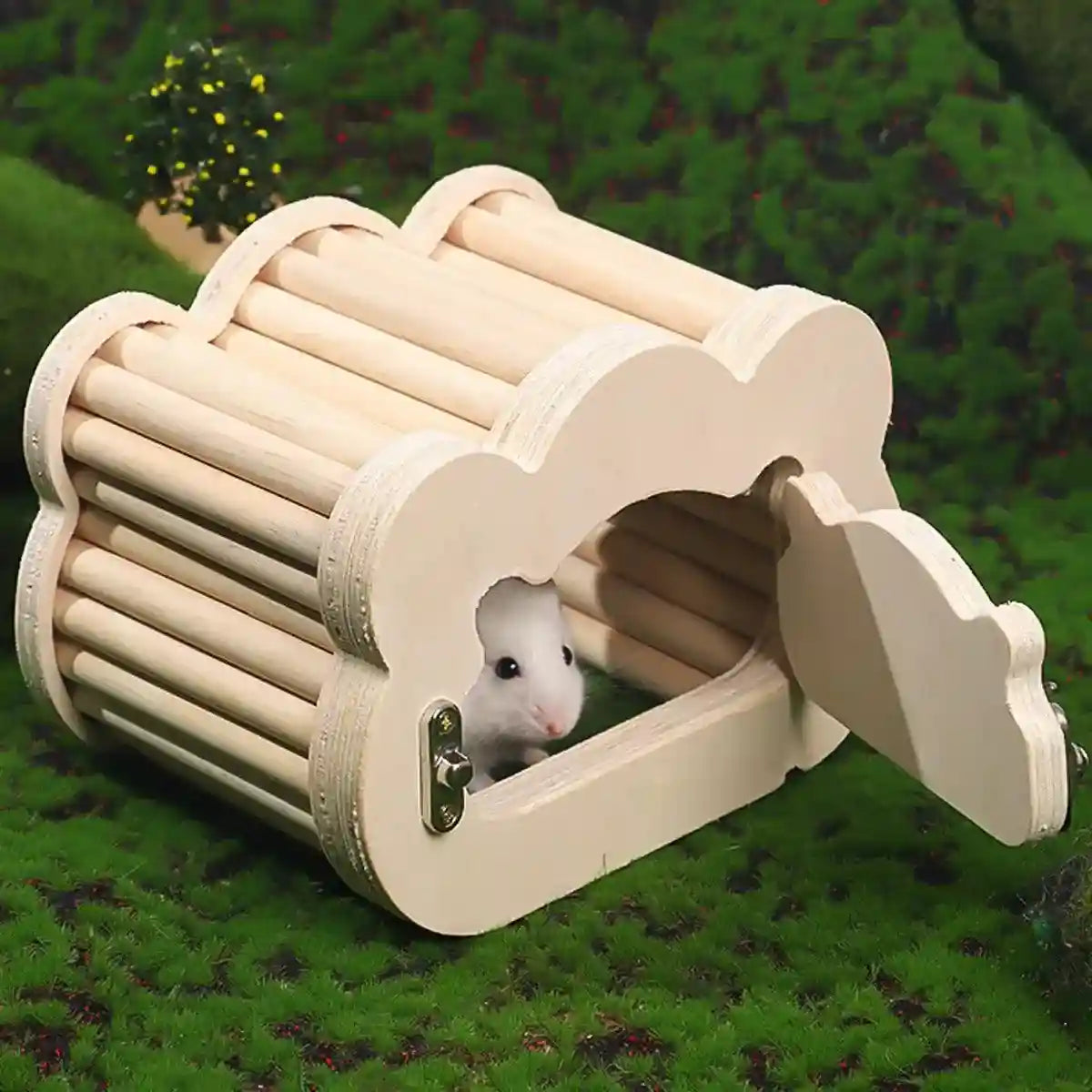 Magnetic Mouse House Wooden Hamster Hideout with Visible Design