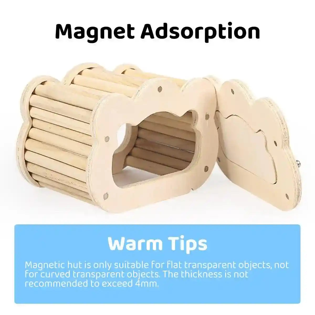 Magnetic Mouse House Wooden Hamster Hideout with Visible Design