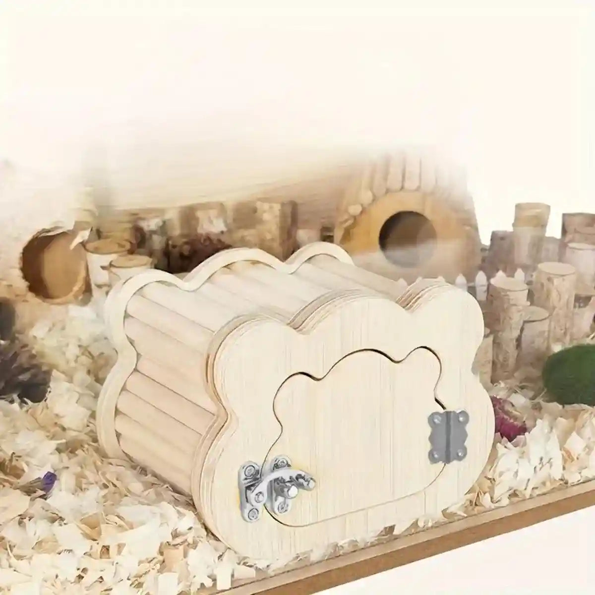 Magnetic Mouse House Wooden Hamster Hideout with Visible Design